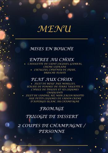 Menu du réveillon du 31 Decembre 2022 à Valenciennes | L'UN DES SENS