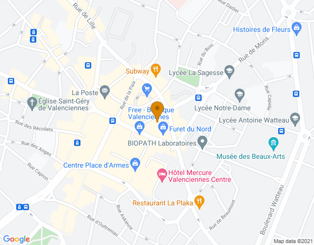 Plan pour situer L'UN DES SENS à Valenciennes