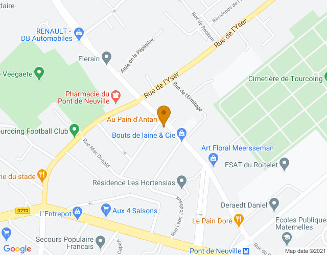 Plan pour situer AU PAIN D'ANTAN à Tourcoing