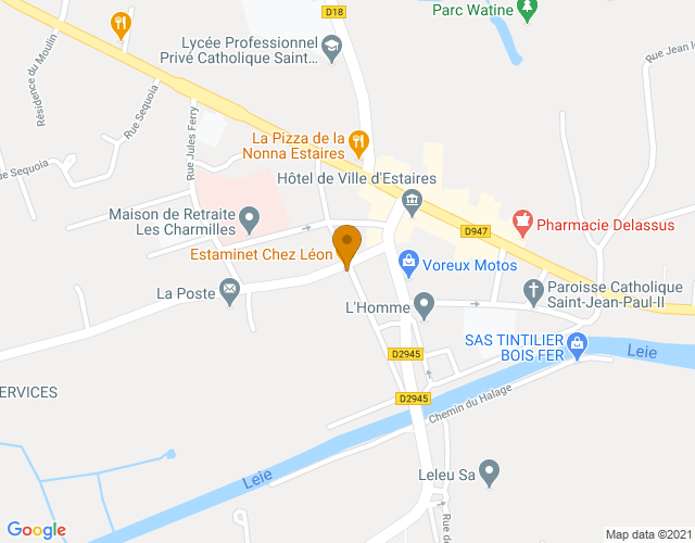 Plan pour situer L'ESTAMINET "CHEZ LEON" à Estaires
