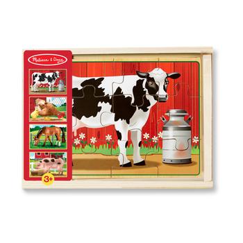 Coffret 4 puzzles bois : la ferme les animaux familiers les jouets