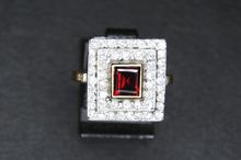 Bague or 18 k rubis et brillants 0.60 ct